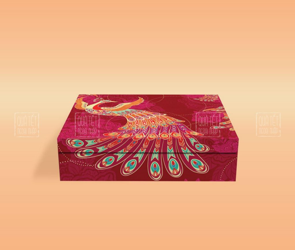 Mẫu hộp quà tết mẫu 3 - công đỏ
